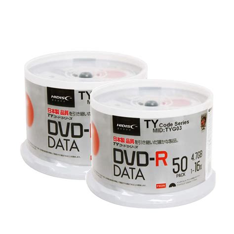 100 Spindle HiDisc DVD-R 16X 4.7GB 120Min (Taiyo Yuden TY Code MID TYG03) White Inkjet Hub Printable Blank Recordable Disc