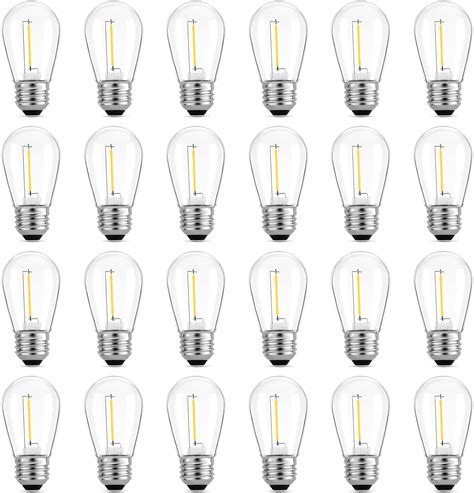 24-Pack LED 1W String Light Bulbs, UL Listed, Jslinter S14 Plastic Shatterproof Edison Vintage Style Replacement 1 Watt Outdoor Light Bulbs 2200K, Waterproof, Warm White Equivalent to 11w, e26 Base