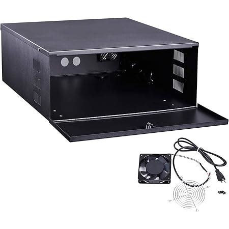 Ares Vision Heavy Duty 18" x 18" x 5" DVR/PC Security Lock box 16 gauge with Exhaust Fan (18x18x5, Black)
