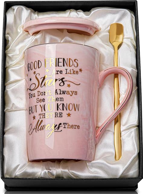Birthday Gifts for Women 14oz Marble Coffee Mug Women Gifts For Best Friend, Funny Pink Mug Gifts for Sister, Girlfriend, Roommate, Friendship Gifts For Birthday, Christmas, Graduation, Thanksgiving