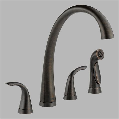 Delta Faucet Pilar 2-Handle Widespread Kitchen Sink Faucet with Side Sprayer in Matching Finish, Venetian Bronze 2480-RB-DST