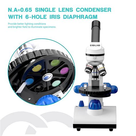 ESSLNB Microscope 1000X Student Microscope for Kids LED Biological Light Microscope with Slides and Phone Adapter All-Metal Optical Glass Lenses