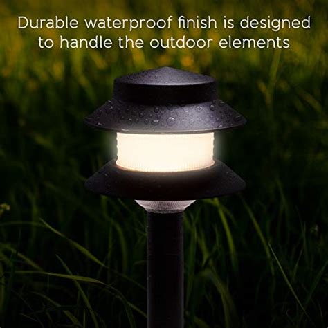 GreenLighting 35 Lumen Modern 2-Tier Low Voltage Path Light - Outdoor 2.5 Watt Landscape Light (12 Pack, Black)