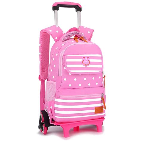 Hot Deals KINDOYO School Backpack-Removable Wheeled Travelling Bags, Rose Red,6 Wheels