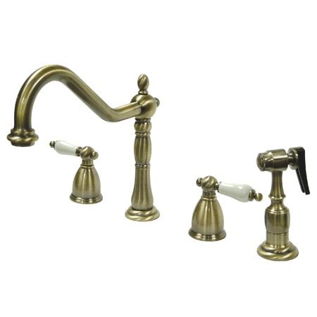 Kingston Brass KB1793PLBS Widespread Kitchen Faucet, Antique Brass