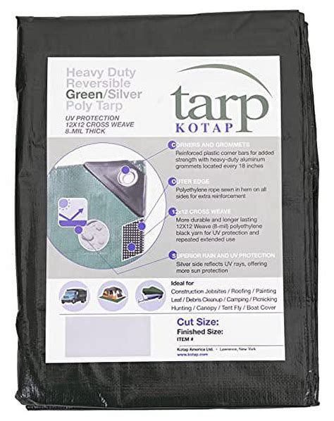 Kotap TGS-3070 Multiple Sizes Heavy Duty Protection, 8-mil, 30 ft. X 70 ft, Green-Silver