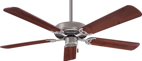 Minka-Aire F547-BS/DW Contractor 52 Inch Pull Chain Ceiling Fan in Brushed Steel Finish with Dark Walnut Blades
