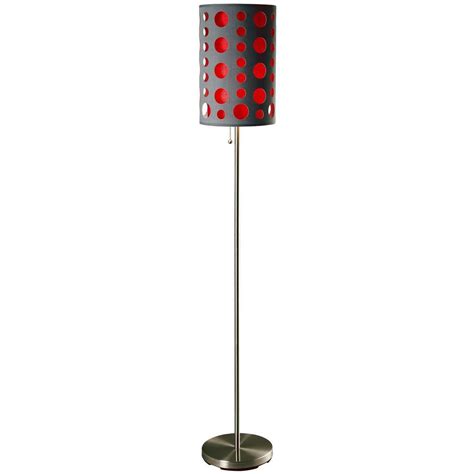 ORE International 9300F-GY-RD Modern Retro Floor Lamp, Grey/Red, 66 Inches