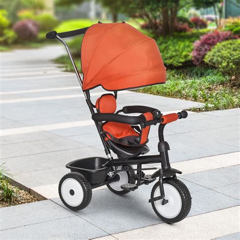 Cheapest 🛒 Qaba Baby Tricycle 6 in 1 Stroller with Adjustable Canopy Detachable Guardrail Belt for Age 6-60 Months, Blue