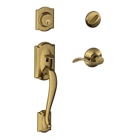 SCHLAGE Camelot Single Cylinder Handleset and Right Hand Accent Lever, Antique Brass (F60 CAM 609 Acc RH)