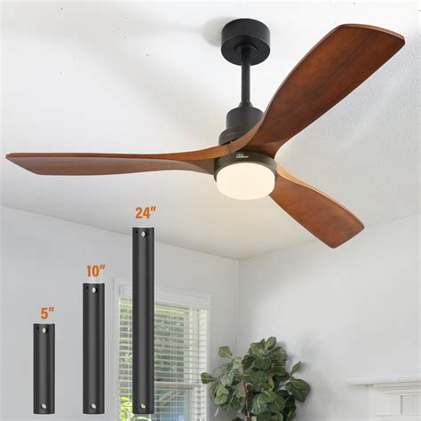 Sofucor 52'' Farmhouse Modern Ceiling Fan with Remote Carved Wood Fan Blade No Light Reversible DC Motor