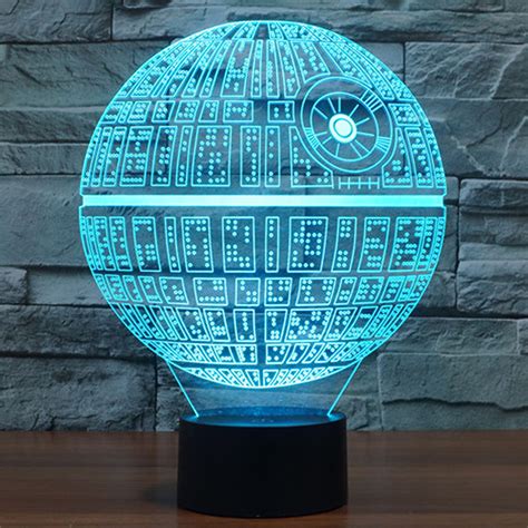 Star Wars 3D Death Star Desktop LED Lamp Light with Printed Fight Scene Shade