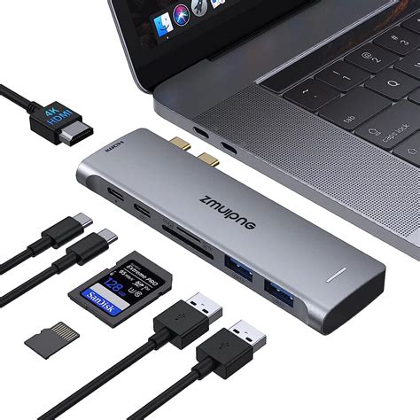 USB C Hub, MacBook Pro Adapter, USB-C Adapter with Thunderbolt 3 100W PD, 4K HDMI, USB-C & USB-A 3.0, SD/Micro SD Card Reader, Hub for MacBook Pro 2016-2020, 13/15/16", MacBook Air 2018-2020
