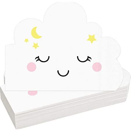 White Cloud Paper Napkins for Baby Shower (6.3 x 5.1 In, 50 Pack)