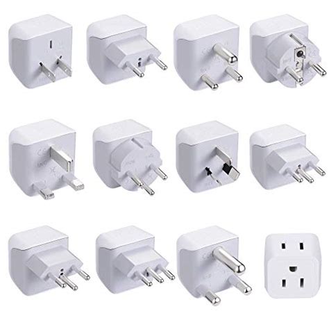 World Travel Adapter Set by Ceptics - 2 in 1 USA to Europe, Asia, Africa, India, Japan, Australia, Brazil, China, Israel and more - 11 Pack - Safe Grounded - Works with Cell phones, Laptops, Chargers