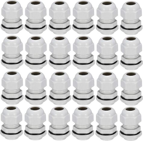 YXQ 24Pcs PG29 Cable Gland Joints w Gasket Adjustable for 18-24mm Lock Nut Waterproof Connector White Gery Plastic